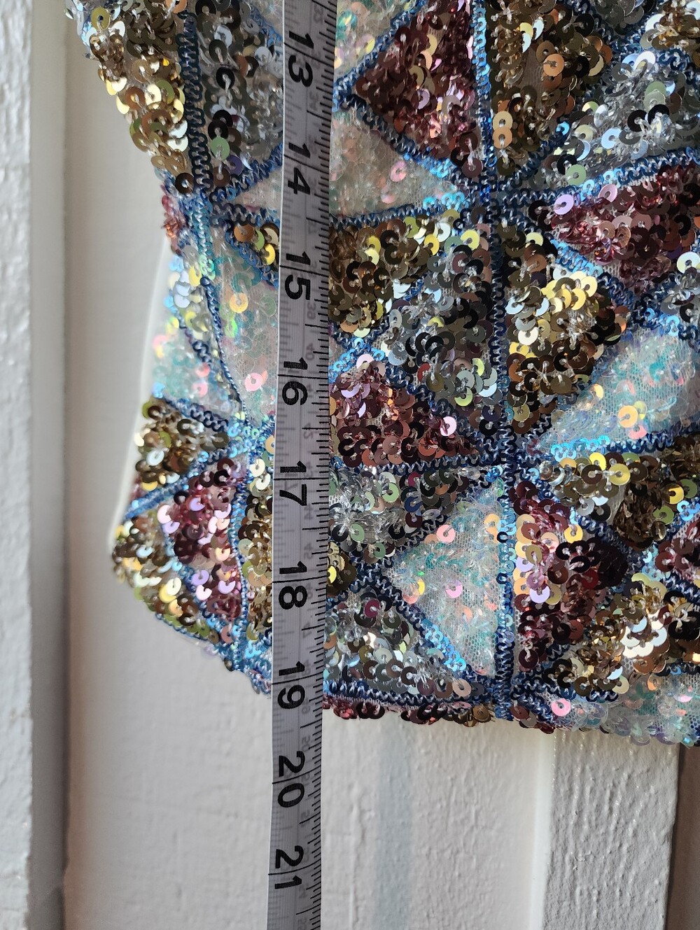 12TH TRIBE Nixie Multicolor Sequin Vest Geometric Cropped Size Small - Picture 10 of 13